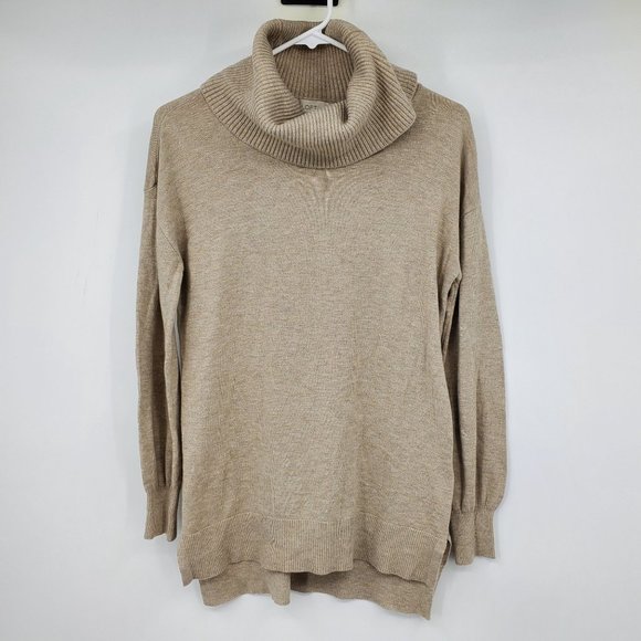 Loft Ann Taylor Cowl Neck Women's Tan Pullover Sweater Size Medium - Picture 1 of 11